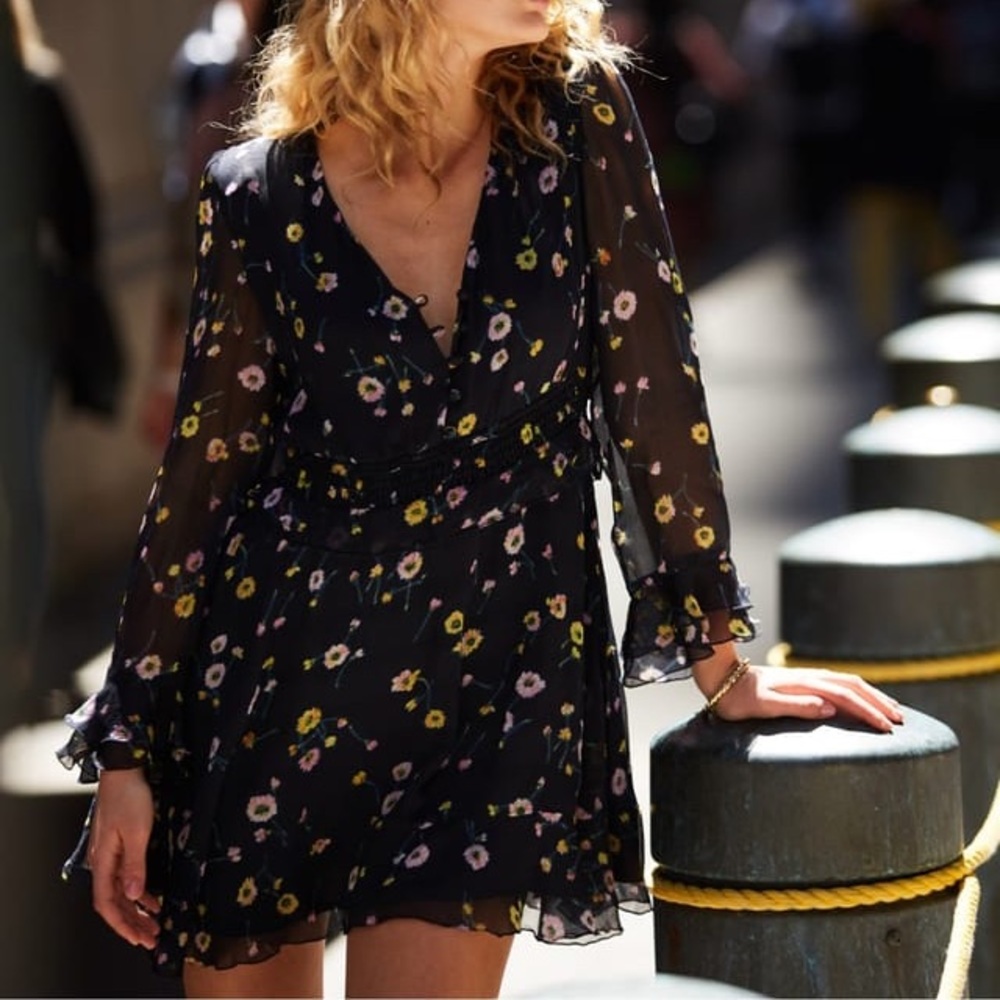 The Kooples Floral Long Sleeve Mini Dress